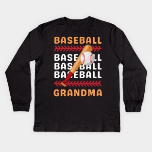 My Favorite Baseball Player Calls Me Grandma Gift for Baseball Grandma Kids Long Sleeve T-Shirt